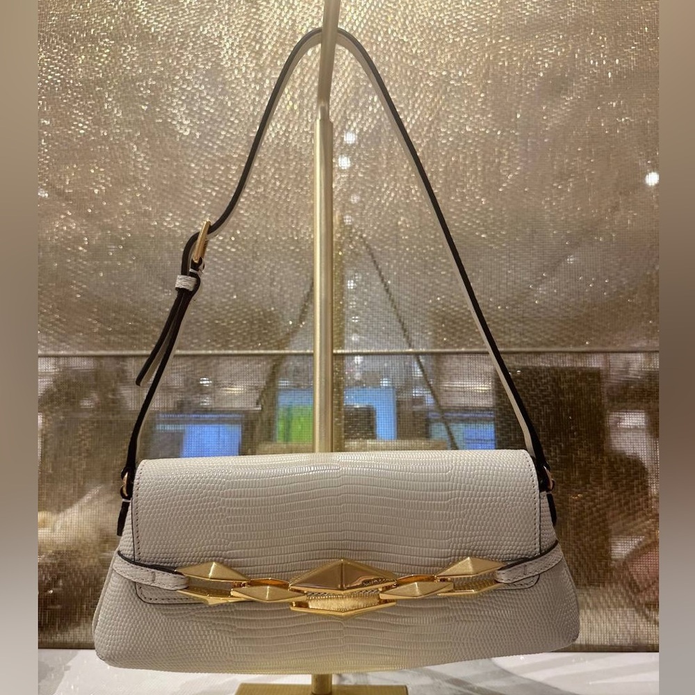 Jimmy Choo White Shoulder Bag with Gold Accent